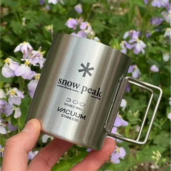 300 мл Snow Peak Cup Открытый Кемпинг Складная Кофейная Чашка Из Нержавеющей Стали Открытый Кемпинг Чашка С Двойной Изоляцией Дорожная Кружка Посуда