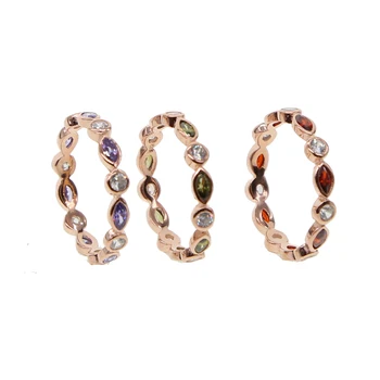 Маркиза и круглая форма cz eternity band кольцо из стерлингового серебра 925 пробы 3 цвета стековая лента красный зеленый фиолетовый красочные ювелирные изделия