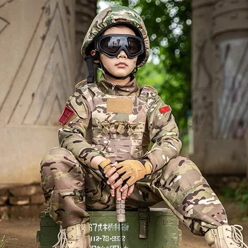 Комплект военно-тактической тренировочной формы для детей и взрослых, Камуфляжный топ в джунглях, брюки для мужчин, Боевой костюм Спецназа на открытом воздухе