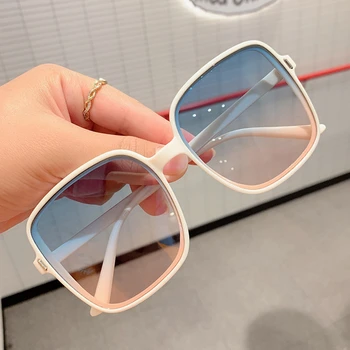 Квадратные солнцезащитные очки для рисовых ногтей, женские модные очки с длинным и круглым лицом, солнцезащитные очки в дикой оправе, очки градиентного цвета UV400