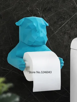 Скандинавская креативная вешалка для бумажных полотенец для ванной комнаты, настенная бытовая личность, милая геометрическая собака, бесплатный держатель рулона бумаги для перфорации
