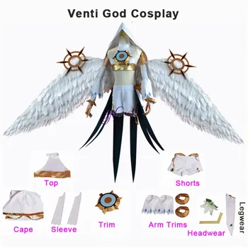 Косплей-костюм Genshin Impact Venti God, игровой костюм Mondstadt Wind Venti Archon, униформа Angel Wing, костюм на Хэллоуин