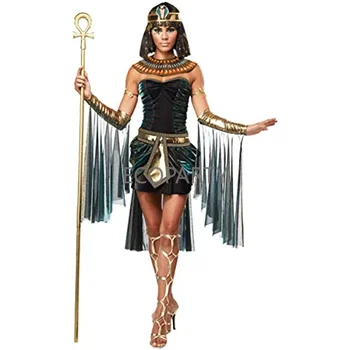 Женский костюм для взрослых на Хэллоуин, женское платье для выпускного вечера, Египетский головной убор, Золотой Египетский фараон Клеопатра, праздничная одежда
