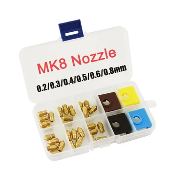 Детали 3D-принтера MK8 Сопло экструдера Печатающая головка экструдера 0.2/0.3/0.4/0.5/0.6/0.8 силиконовый носок мм Mk9 для CR-10 Ender 3 Pro