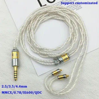 6N Монокристаллическая Медь С Посеребренным покрытием + 6N Монокристаллическая Медь 2Кор Провод для наушников 2.5 3.5 4.4 мм MMCX 0.78 см IE600 N5005 QDC