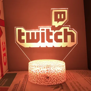 Twitch Logo Night Light Настройка Имени Акриловые Подставки Светодиодные Лампы Для Декора Спальни Подарок На День Рождения