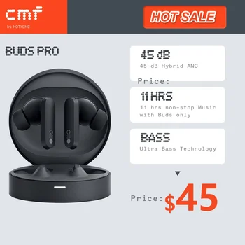 Глобальная версия CMF Buds Pro, активный шум hybird 45 дБ, 11 часов непрерывной музыки, технология Ultra Bass buds Pro