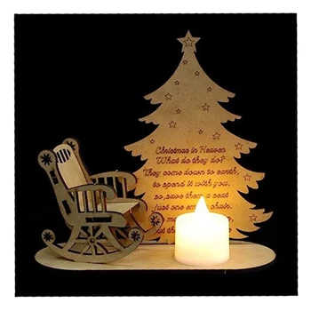 Настольные свечи при свечах Деревянное кресло-качалка Настольный декор Рождественские блоки Декор Рождественские деревянные Центральные знаки