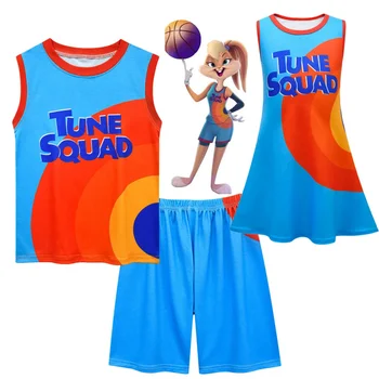 Детский костюм для косплея из джерси Space Jam, топы от Tune-Squad Jame, Шорты, футболка, новая рубашка Legacy, жилет, форменная одежда или платье для девочек