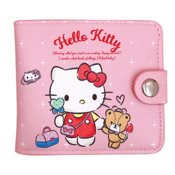 Аниме Hello Kitty Сумка My Cinnamoroll Kuromi Melody Kawaii Кошелек для Монет с Пуговицами Складной PU Кошелек 11см * 9,7 см * 2см