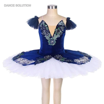 Темно-синий Бархатный Лиф, Балетные пачки с аппликациями, Профессиональная Танцевальная одежда для детей и женщин BLL200