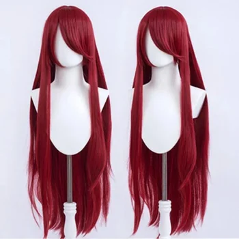 Аниме Кушина Узумаки, винно-красные синтетические волосы длиной 100 см, полная челка, Косплей, парик, шапочка для парика