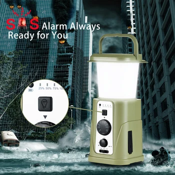 Уличный фонарь для кемпинга, многофункциональный светодиодный радиоприемник для кемпинга ЕМКОСТЬЮ 5000 мАч, портативные солнечные аккумуляторы с ручным приводом для экстренных случаев