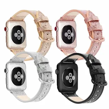 Кожаный ремешок для Apple watch band 40 мм 41 мм 44 мм 45 мм Аксессуарный браслет с блестящим ремешком 8Ultra 49 мм lady miss watchband