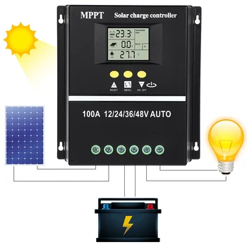 Контроллер заряда Солнечной Батареи 12V/24/V36V/48V 100A MPPT Автоматический Контроллер Солнечной Панели Солнечный Регулятор