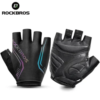 Официальные Велосипедные Перчатки Rockbros с полупальцами, Противоскользящие, Ударопрочные, Без пальцев, MTB, Аксессуары для мотоциклов S251