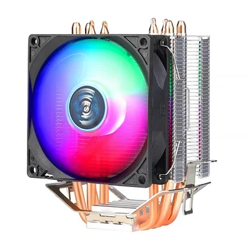 Процессорный кулер с 4 тепловыми трубками Для охлаждения радиатора ПК, 3-контактный ШИМ-вентилятор для Intel/AMD Tower, бесшумное охлаждение RGB, вентилятор с красочным световым эффектом.