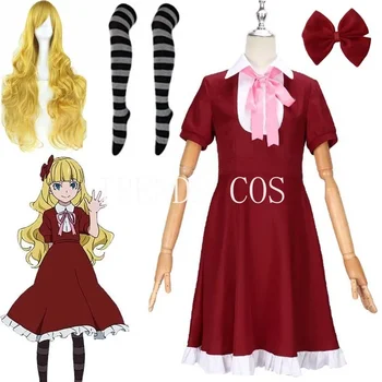 Аниме BSD Костюм Алисы для косплея, красное платье, наряды с повязкой на голове, маскировочный костюм на Хэллоуин для девочек, женские наряды Алисы