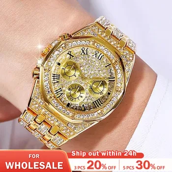 Женские часы с бриллиантами, золотые часы, женские наручные часы, роскошный бренд, женские часы-браслет со стразами, женские Relogio