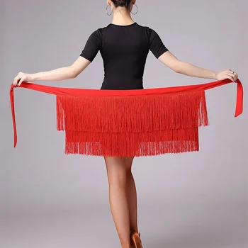 Новая юбка для латиноамериканских танцев, Женский фартук с кисточками, костюм для тренировок, Набедренный шарф для танцев Ча-Ча-Самба, Полотенце для талии, Аксессуары для латиноамериканских танцев