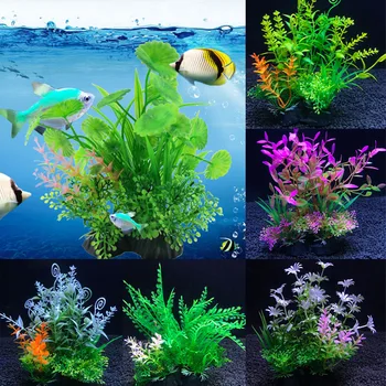 Искусственные подводные Пластиковые растения, Аквариумные Рыбки, Искусственный Кустарник, Имитация зеленой водной травы