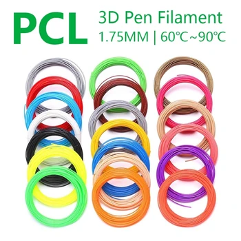 Нить для 3D-ручки PCL 1.75 мм 20 цветов, Низкотемпературный пластик для 3d-ручки, нить для 3D-печати pcl abs pla 1.75