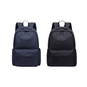 Рюкзак с двойной застежкой-молнией, менее утомительный, Японские основы, Рюкзак Унисекс, Водоотталкивающий Однотонный рюкзак, Черный, синий, 14-дюймовый ноутбук