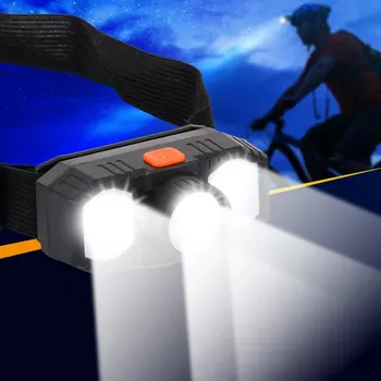 Перезаряжаемый 3-режимный светодиодный налобный фонарь, водонепроницаемый фонарик с магнитом, легкий, регулируемый, легкий для кемпинга, езды на велосипеде, бега.