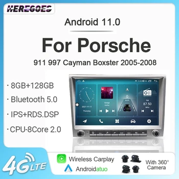 7862 720P Auto Android 12 8G + 128G Автомобильная Радионавигация GPS-Плеер Carplay autoradio Для Porsche Cayman 912 Boxster 997 2005-2012