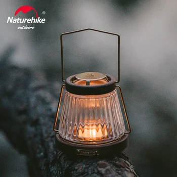 Naturehike 2023 Подвесная лампа-свеча, Винтажный фонарь, Деревянный стеклянный подсвечник, Подсвечники, Украшение атмосферы кемпинга, Подарки