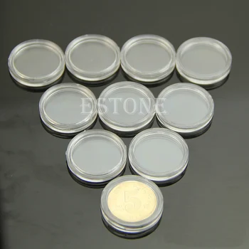 10шт 21 мм Прозрачные Круглые Футляры для хранения монет, Капсулы, Держатель из круглого пластика
