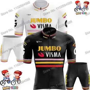 Детский комплект велосипедной майки Jumbo Visma 2023 Grand Tour Trilogy Велосипедная одежда Испания Италия Франция Tour Sepp Kuss MTB Велосипедные шорты