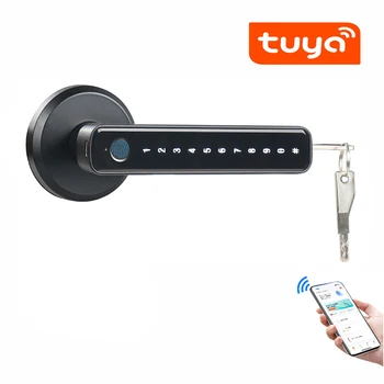 Приложение Tuya SmartLife Smart Fingerprint Password С одинарной защелкой и засовом Для внутренней деревянной металлической двери с механическим ключом