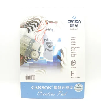 Canson Creative Pad A5 150gsm 30 листов для многоцелевого рисования карандашом, фломастером, углем, гуашью