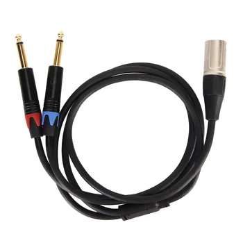 Адаптер для преобразования звука микрофона Двойной 1/4 дюйма в XLR штекерный Y-образный кабель-разветвитель Профессиональная оболочка из ПВХ для микрофона для KTV