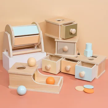 Вращающийся барабан цвета Макарун Монтессори, коробка для спичек, монетница, постоянная коробка, Круглая Прямоугольная коробка, детские сенсорные игрушки для детских подарков