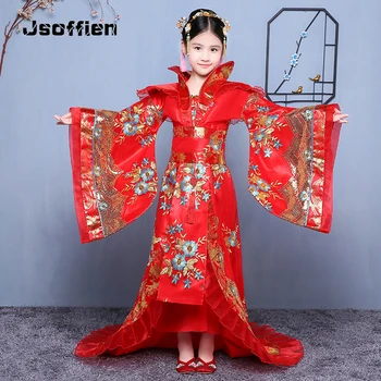 Китайское Традиционное Платье Принцессы для Детей, Красный Древний Костюм Феи Ханьфу для Косплея, Костюм Тан Для Девочек, Сценические Платья