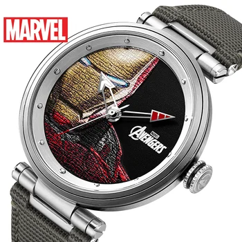 официальные Подлинные кварцевые часы Marvel Avengers Iron man 50m из водонепроницаемой кожи и нержавеющей стали m-9047 Relogio Masculino