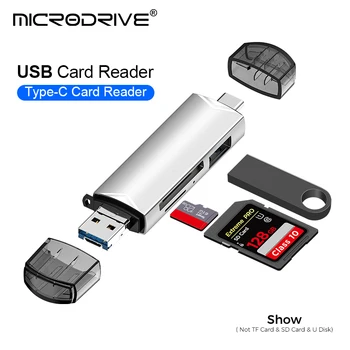 6 В 1 Многофункциональный Кард-Ридер Usb 2.0 U Disk Type C / Micro USB/ TF/SD Флэш-Накопитель Адаптер Для Чтения Карт Памяти Аксессуары Для Телефонов