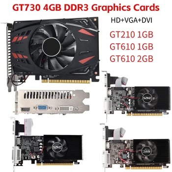 GT730 4GB DDR3 Видеокарта 128-битная/64-Битная Игровая Видеокарта для ПК HD + VGA + DVI GT210 GT610 Видеокарта с Охлаждающим Вентилятором