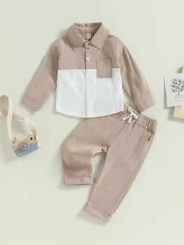 Комплект одежды для маленьких девочек, топ с длинными рукавами и оборками, штаны с цветочным рисунком, весенне-осенний костюм для малышей.