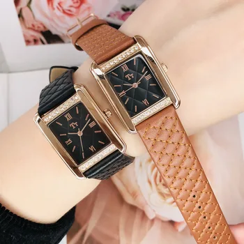 Женские высококачественные кварцевые часы с квадратным прямоугольным циферблатом Или решетчатым ремешком Orologio Роскошные часы Женские винтажные наручные часы