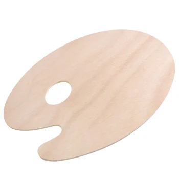 УЛЬТНИЦА деревянная овальной формы с удобным отверстием для большого пальца для акриловых акварельных и масляных красок