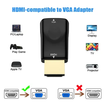 Мини-HDMI-совместимый Адаптер VGA HD 1080P VGA-Выход Для ПК Конвертер Разъем Аудио Видео Для Игровых Гаджетов Для Ноутбуков XiaoMi Huawei
