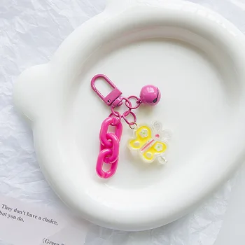 Креативный Брелок-подвеска в виде милого Зверька с цепочкой конфетного цвета, Колокольчиком, студенческой сумкой, украшенной подвеской для наушников