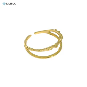 Kikichicc 100% Серебро 925 Пробы, Золотое кольцо с закручивающимся кругом, женские Геометрические нерегулярные украшения в стиле рок-панк для женщин, мода