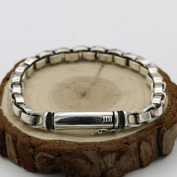 Креативный новый браслет из стерлингового серебра S925 пробы, индивидуальный браслет, уличные аксессуары, мужской гладкий тайский шелк