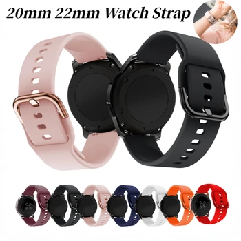 20мм 22мм Силиконовый ремешок для Samsung Galaxy Watch 4/3/Huawei watch 3/GT2/Amazfit Bip/GTR Браслет-ремень для активного 2-полосного