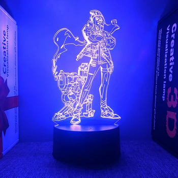 Доблестная фигурка Killjoy 3d Светодиодная лампа для спальни Изготовленный на заказ Герой игры Акриловые ночные светильники Декор игровой комнаты Подарок на День Рождения