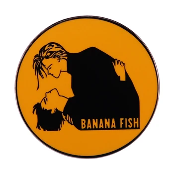 Рыба-банан, Пепельная рысь Эйдзи Окумура На оранжевом фоне, брошь, аниме, эмалевые булавки, значок, ювелирные изделия